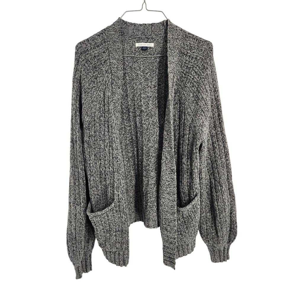 American Eagle Gray Open Front Knit Cardigan Womens Size Small S